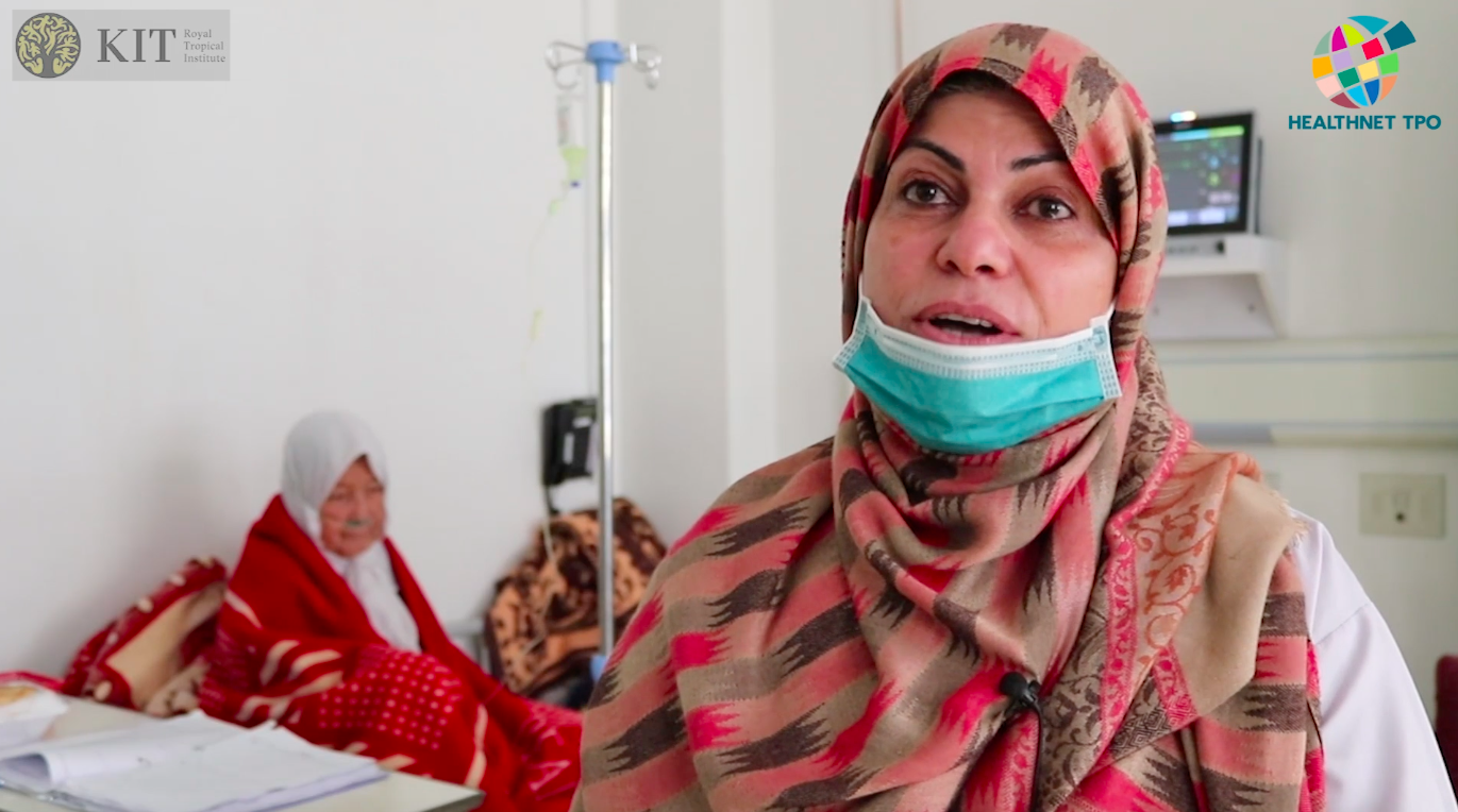 Afghan woman being interviewed in a hospital
